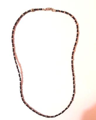 Collana unisex in oro giallo, argento e spinello