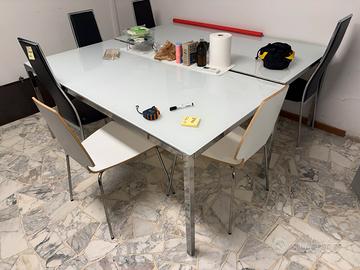 Tavoli piano in vetro bianco