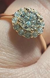 Anello in argento e moissanite tg 19 mm