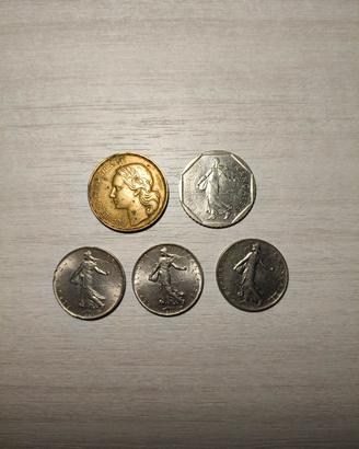 🇫🇷 Set 5 monete Francs di vari anni 🇫🇷