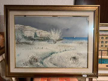 Dipinto Antonio Pani paesaggio neve collezione