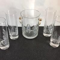 Porta ghiaccio vintage vetro con bicchieri liquore