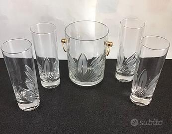 Porta ghiaccio vintage vetro con bicchieri liquore