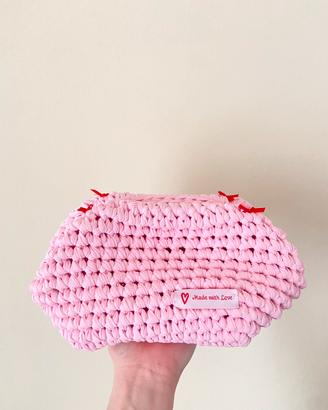 Borsa rosa uncinetto fatta a mano