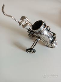 Sacca da golf in miniatura in argento