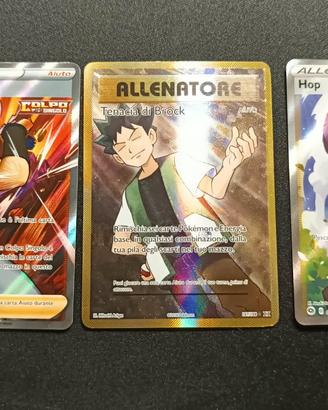 Lotto 3 Carte Pokémon Full Art – Tenacia di Brock