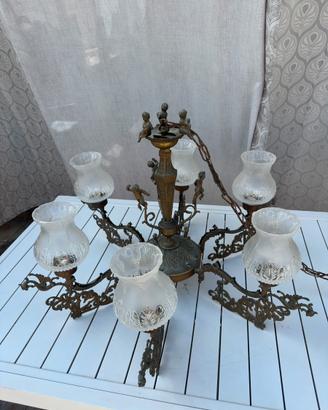 Magnifico lampadario vintage con 6 coppe