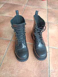 Anfibi Boots & Braces in Vera Pelle Nera Tg 41