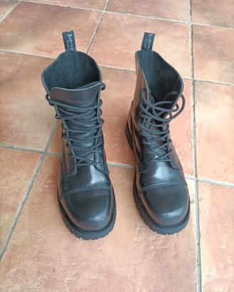 Anfibi Boots & Braces in Vera Pelle Nera Tg 41