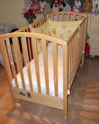 LETTINO BIMBO COMPLETO IN LEGNO CON MATERASSO