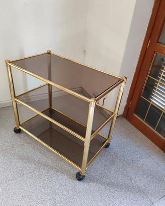 Carrellino in ottone e cristallo