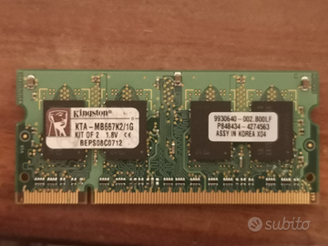 Ram Kingston 1 GB DDR2 PC2 5300 667Mhz SoDimm 200