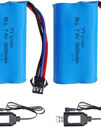 2 Batterie Li-Ion 7.4V 3000mAh SM-3P + USB