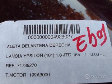 pezzi anteriori lancia y