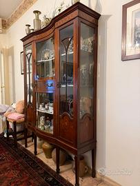 Vetrina d'epoca intarsiata stile Sheraton