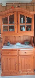 credenza con vetri in pino massello