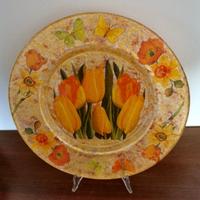 Piatto decoupage centrotavola con mazzo Tulipani