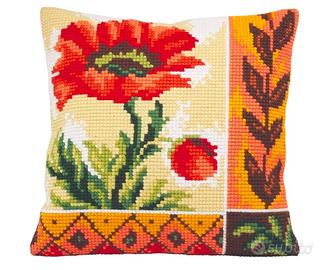 Cuscini punto croce papaveri Collection d'Art