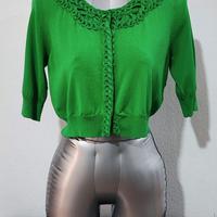 Maglia cardigan donna ragazza tg.M verde maglione 