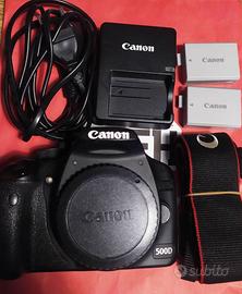 Canon Eos 500D, 2 batt., cover, telecomando