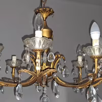 Lampadario Vintage Anni 60  8 bracci con cristalli