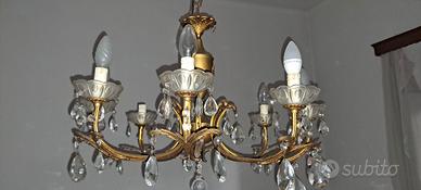 Lampadario Vintage Anni 60  8 bracci con cristalli