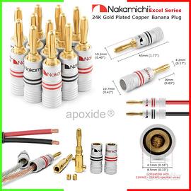 Nakamichi® ★4 Banana Plugs 24K Gold Plated 2B+2R★