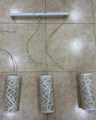Lampadario batik moderno 3 luci bianco