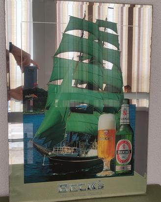 Specchio Vintage Birra Beck's Veliero Verde '1990