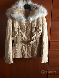 Giacca invernale con pelliccia beige