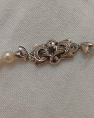 collana perle chiusura oro18k e zaffiro vintage 