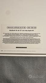 MacBook Air 13" M1 (2020) - Argento - NUOVO + Acce