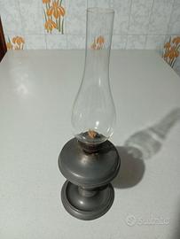 Lampada a olio, peltro e vetro