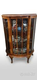 Vetrinetta d'Epoca in Legno e Vetro Inciso