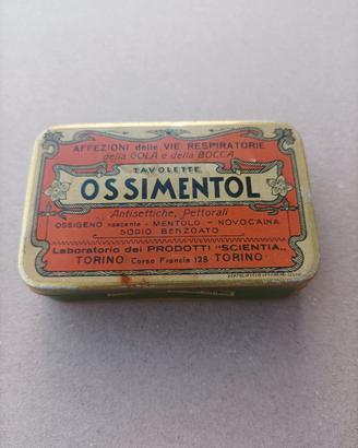 Scatola Latta Vintage "Ossimentol"