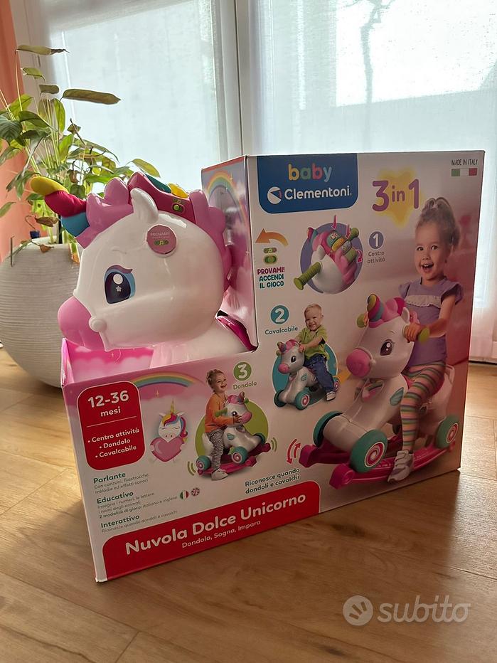 CLEMENTONI BABY NUVOLA DOLCE UNICORNO DONDOLO CAVALCABILE GIOCO