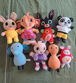 Set 8 peluche Bing, Hoppity, Pando ecc