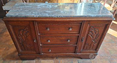 Credenza in legno massello con 3 cassetti e piano