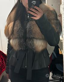 Giacca in pelle e pelliccia con maniche rimovibili