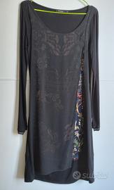 Vestito Desigual nero c/ trasparenze e fiori
