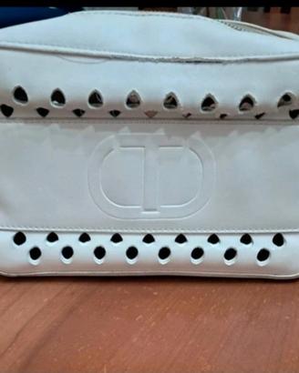 Borsa bianca originale Twinset a zip con tracolla