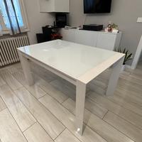 Tavolo allungabile vetro bianco lucido 140-220 cm