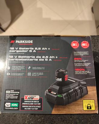 Batteria 2,5ah e caricatore 6ah 12v parkside 