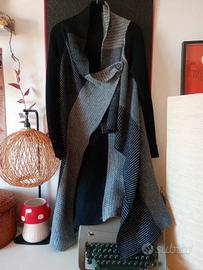 Maglione lungo giacca, in lana,alpaca e acrilico