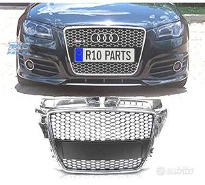 GRIGLIA AUDI A3 8P 08-12 LOOK RS CROMATO NERO