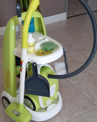 Giocattolo aspirapolvere con carrello kit pulizia