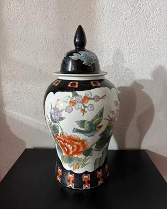 Grande Vaso Potiche CinesePorcellana Famille Noire