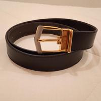 Cintura reversibile in pelle con fibbia oro