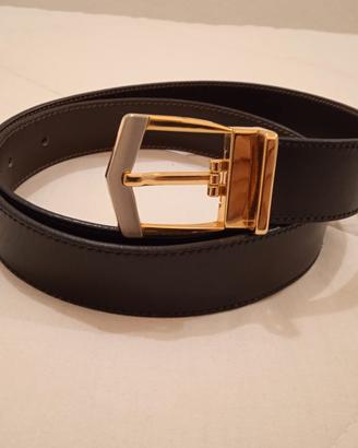 Cintura reversibile in pelle con fibbia oro