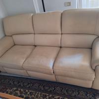 Divano 3 posti in pelle con schienale reclinabile